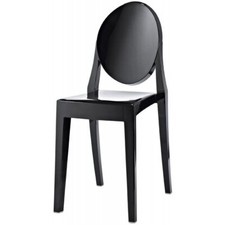 Fusion Living Black Ghost Style Plastic Victoria Dining Chair/Vanity Chair