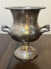 Silver Plate Champagne Wine Bucket Patina Tarnished Aged Barware Classic Vase
