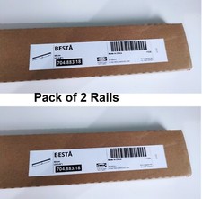 2 x Ikea BESTA Suspension Rail Galvanized Steel Silver Colour Wall Hanging 60 cm