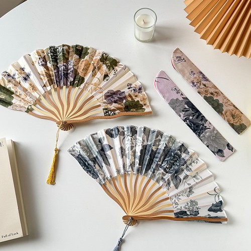 Vintage bamboo folding - vintage, fan
