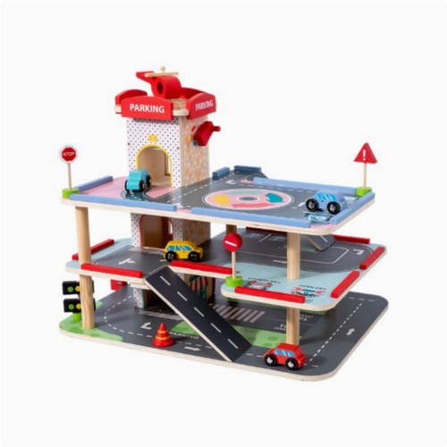 Wooden toy car garage - toy,