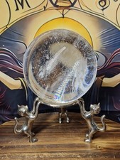 Big Clear Smelting Quartz Crystal Ball Sphere 80mm 627g & Cat Stand - Scrying