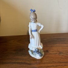 Nao By Lladro Girl With Dog "My Dog Does Tricks No Hoop.