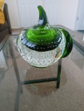 Green bubble glass vintage Art