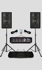 Power Dynamics Complete Band Speaker System with 4Ch Mixer with Amp & Stands