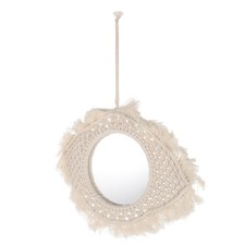1Pc Weaving Wall Mirror Indoor Wall Mirror Decorative Rope Hanging Mirror Decor