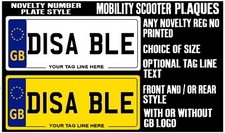 METAL PLATE Front or Rear MOBILITY SCOOTER Non Legal Aluminium NUMBER PLATES