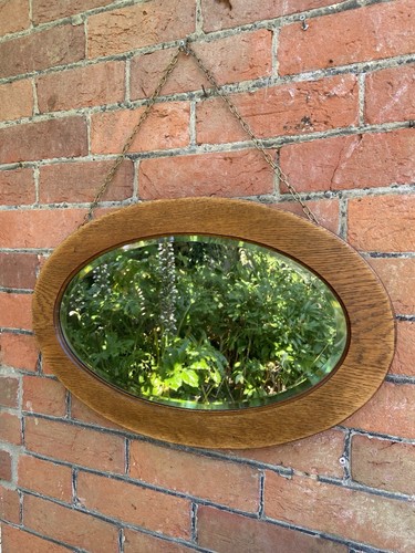 Antique oak bevelled - bevelled, oval
