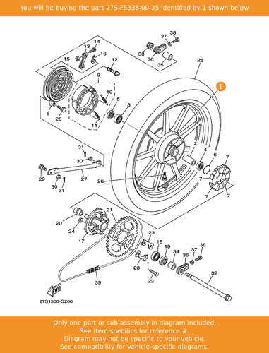Yamaha cast wheel rear - cast,