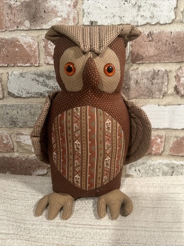 Vintage brown fabric owl door - owl,