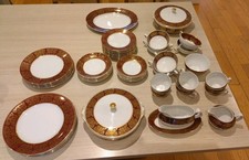 Woods & Sons Alpine White Ironstone 'Burgundy' 56 Piece Dinner Service Set