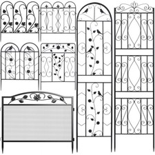 Heavy Duty Metal Garden Fence Panels Border Arched Flat Edge Climbing Trellis UK