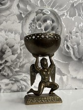 Vintage Brass Cherub Crystal Ball Stand Atlas Ornament