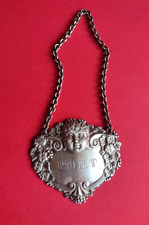Vintage Hallmarked STERLING SILVER Decanter Label PORT 17.8g Great Gift UK
