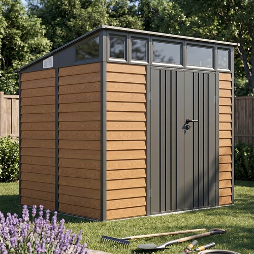 8x7ft metal garden shed pent - garden,