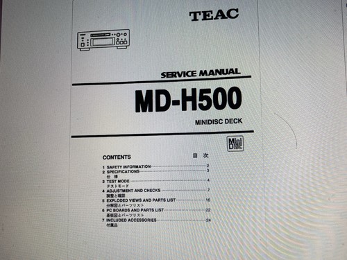 Teac h500 service - teac, md-h500