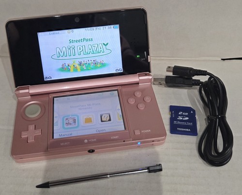 Pink nintendo 3ds console with - nintendo,