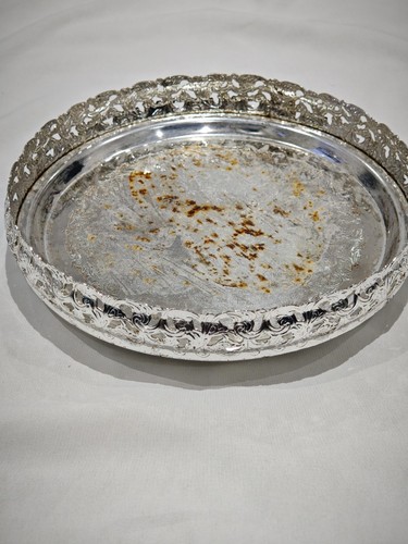 Silver circle tray - silver,
