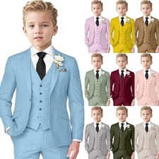 Linen Boys Suit 3 Piece Slim