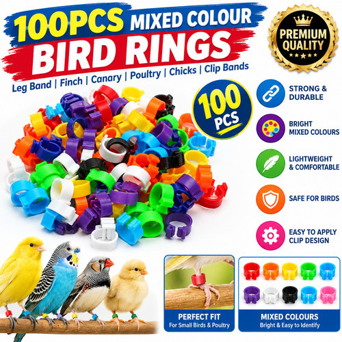 100pcs mixed colour bird rings - mixed,