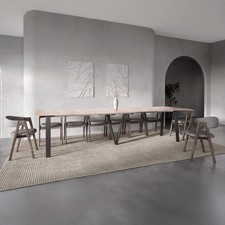 Furneo Lungo Oak effect, 4 to 16 Seat Extending Dining Table, 130cm - 330cm