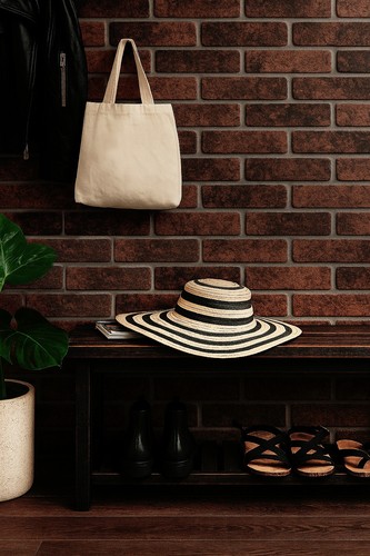 Red brick effect tiles wall - effect,