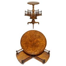 ANTIQUE  RESTORED VICTORIAN BURR WALNUT LIBRARY REVOLVING BOOK TABLE BOOKCASE