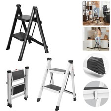 Portable 2 Step Ladder Lightweight Folding Step Stool Anti Slip Tread Heavy Duty