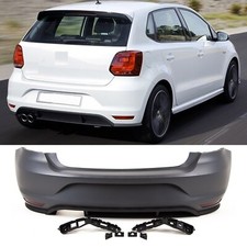 Fits VW Polo GTI 2014-2017 Rear Bumper Complete Primed Twin Exhaust Cut Out New