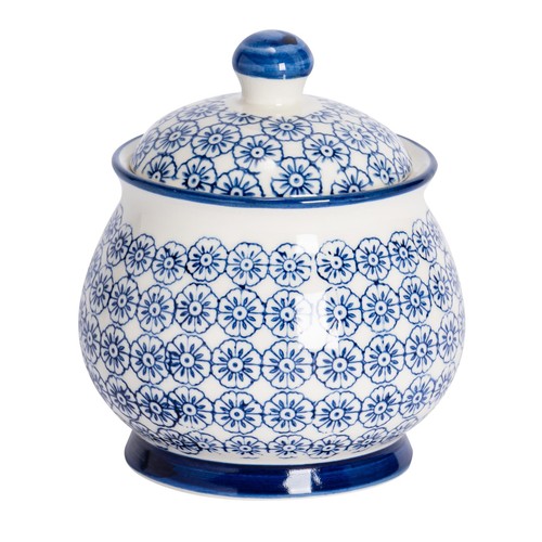 Hand printed sugar bowl 10cm - bowl,