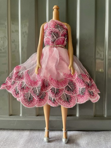 Barbie doll pink embroidered - doll,
