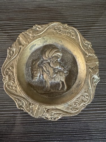 Brass trinket dish with - brass, donkey