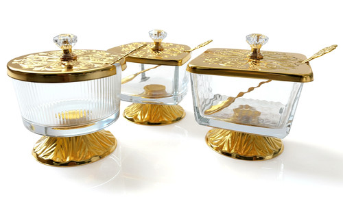 Footed glass sugar bowl - footed,