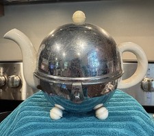 VTG Everhot PBB Mid Century Coffee Pot Tea Chrome Porcelain England Insulated