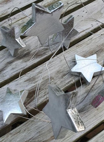 Wooden star wire garland - star,
