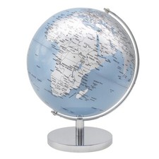 Large Blue and Silver Globe Rotating Atlas Home Decor Office Desk Ornament