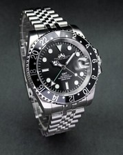Vintage Black GMT, Sapphire Crystal, Seiko NH34 Movement, 200m WR, Mod Watch.