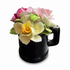 Ceramic decorative floral mug - ceramic,
