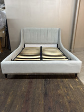 DFS Liberty King size Bed Frame £1099 - Silver Velvet & Walnut Brass Feet