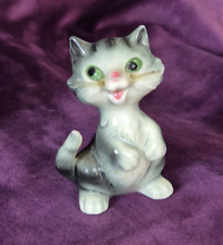 Vintage Goebel Cat Figurine with whiskers / green eyes / stickered