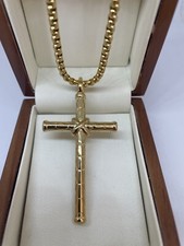 Extra Large 9ct Gold Filled Large  Crucifix Cross Necklace 24" Gift Boxed