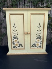 Hand-Painted Wooden Wall Cabinet with Floral Design | Shabby Cottage Style