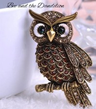 Vintage Style Rhinestone Owl