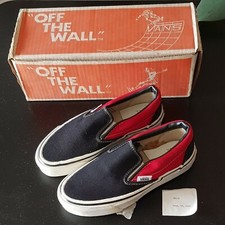 VANS #98 Slip On '70s Skateboard Shoes Vintage Made in the USA Trainers 3 Rd/blk