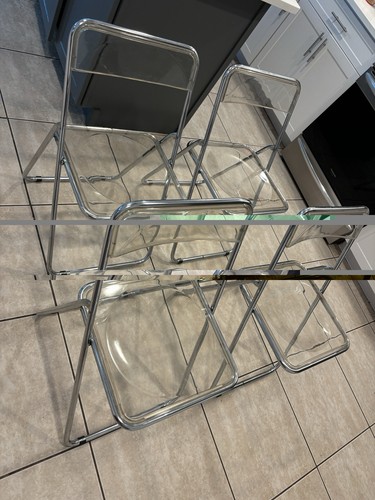 Lucite chrome folding chairs - chrome,