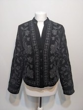 ZARA Black Velvet Embroidered Floral Button Up Jacket Blazer Shirt Size S
