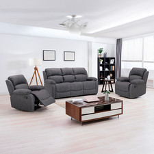NEW Alaska 3 Piece Sofa Suite 3 + 1 + 1 Grey Suede Fabric Non Recliner 3 Seater