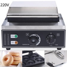 Waffle Donut Maker Machine Black Commercial Nonstick 6 Slots Double Side Heating