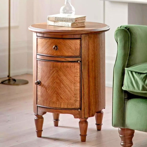 Drum side table brown - brown, wood