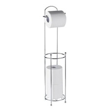 Stainless Steel Toilet Paper Roll Holder Free Standing Chrome Plated Wire Frame 